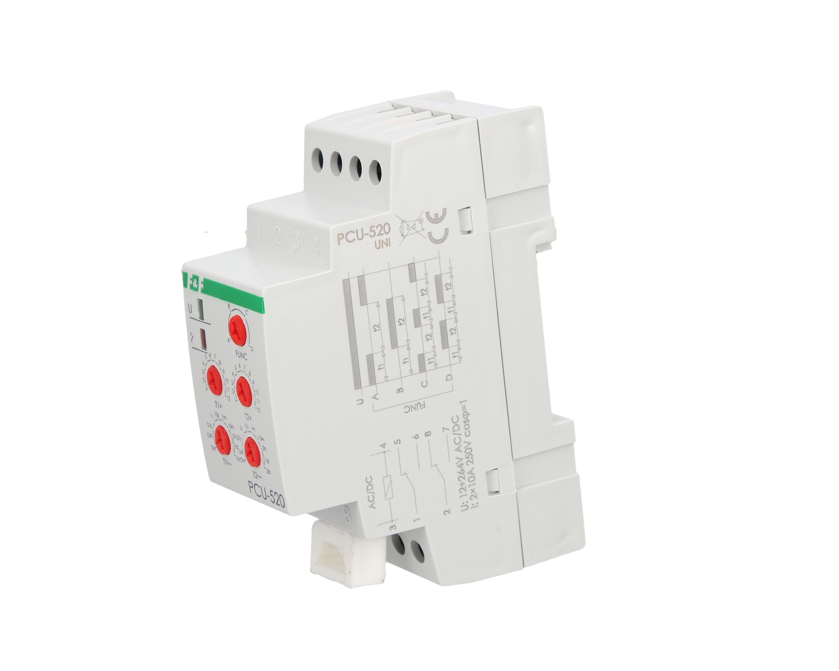 Przekaźnik czasowy 2P 8A 0 1sek 576h 12 264V AC DC wielofunkcyjny PCU