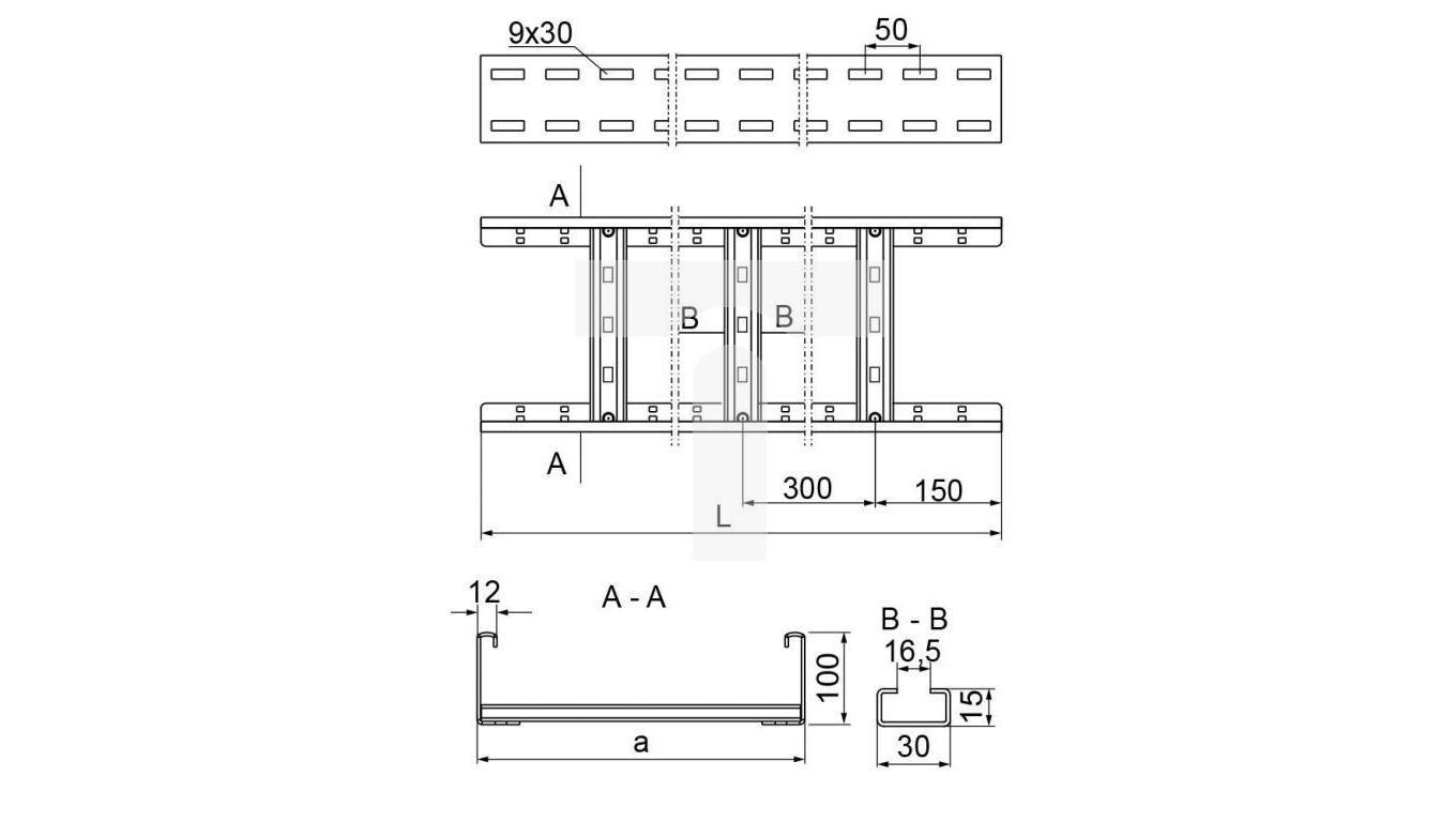 Drabinka kablowa 400x100mm 1,5mm DUP400H100/3 N 499040 /3m/ – BAKS